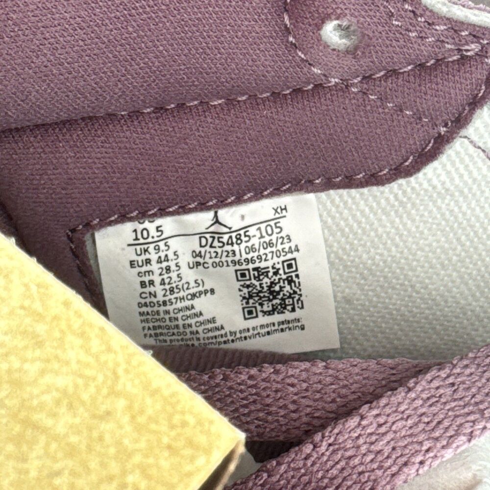 Air Jordan 1 Retro High OG Mauve Sky J Mauve-White DZ5485-105 10.5 Mens/12 Women - Picture 4 of 7